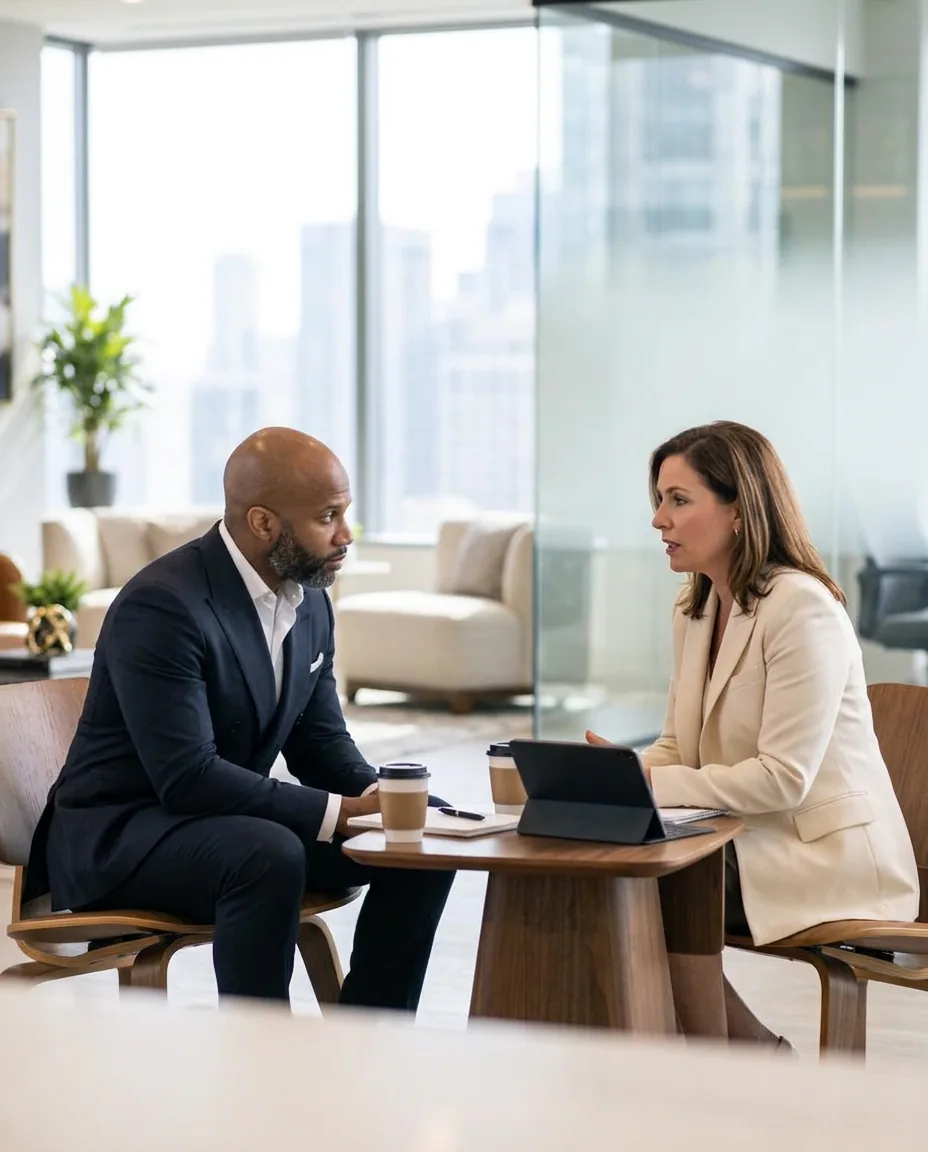 A one-on-one leadership coaching conversation