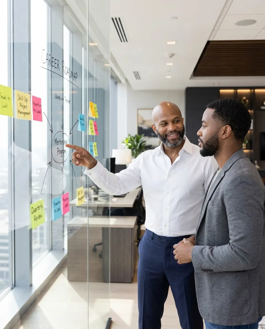 A professional mapping out career goals